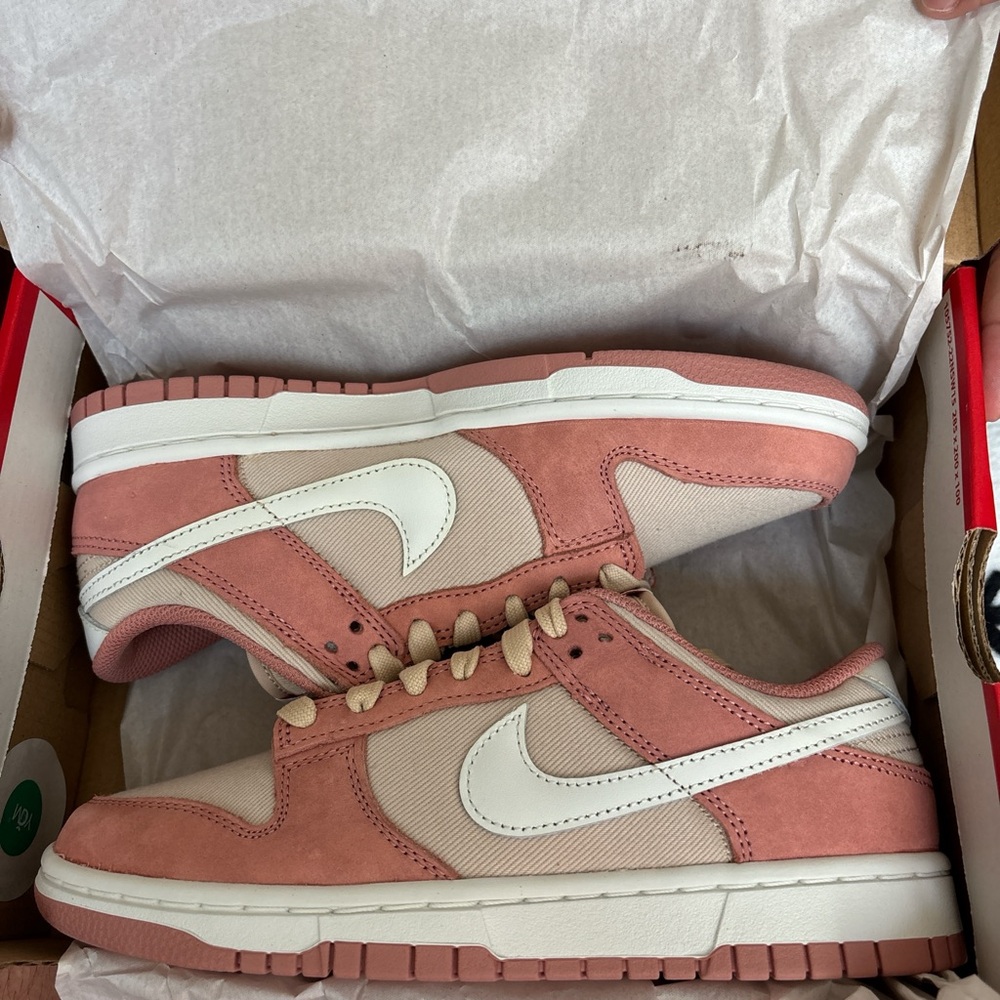 Nike Red and White Dunk Low Retro PRM pink blush red stardust